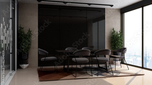 modern office meeting room for company wall logo mockup