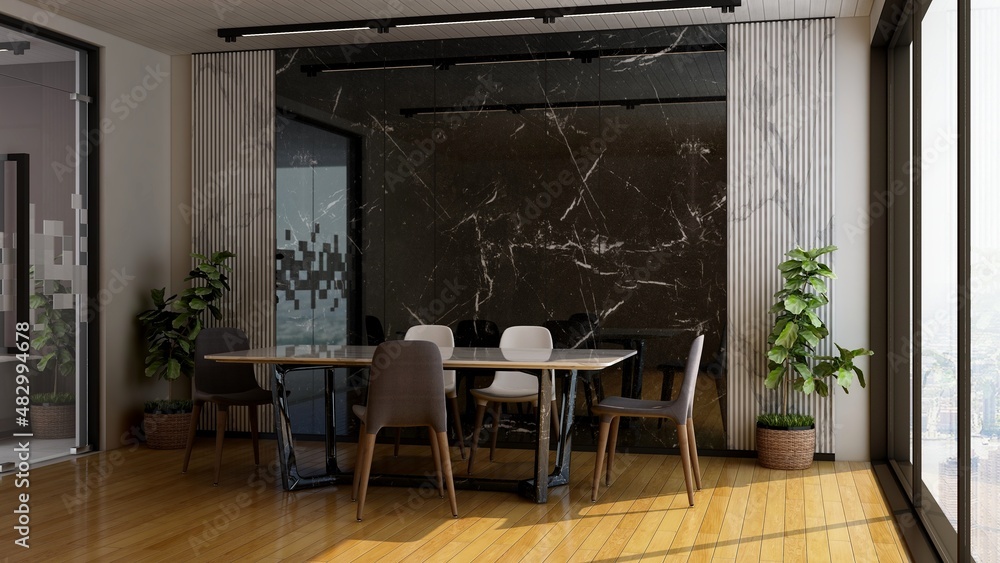 Fototapeta premium modern office meeting room for company logo mockup
