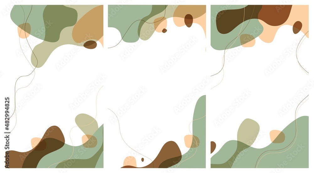 Set of minimalist hand drawn fluid shapes background
