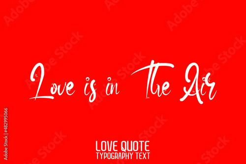 Love is in The Air Handwritten Modern Cursive Lettering on Red Background