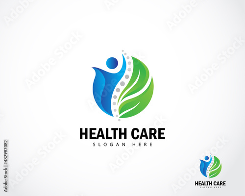 Health care logo creative spine medical nature icon design vector
