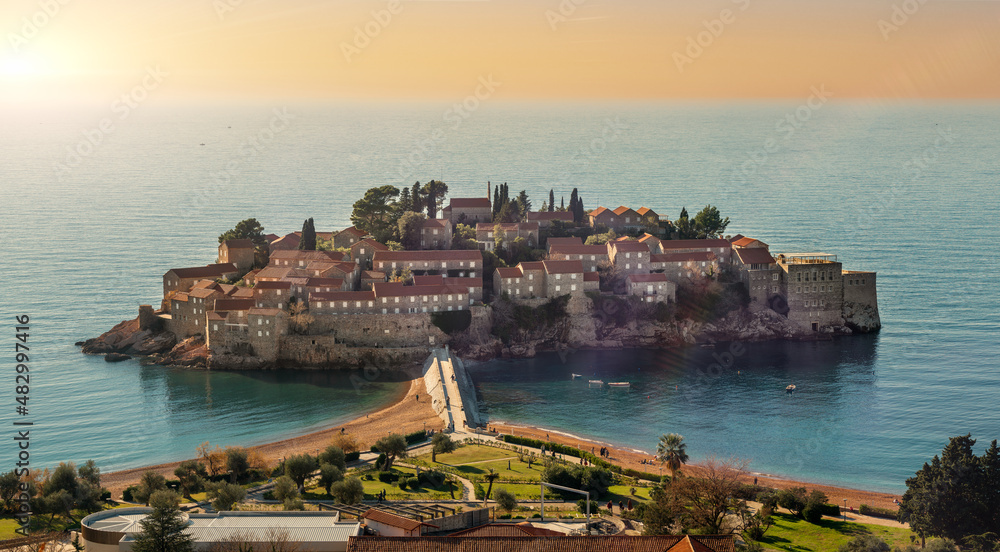 Sveti StefanSveti Stefan is a small islet and 5-star hotel resort on Adriatic coast of Montenegro near of Budva. Resort is known commercially as Aman Sveti Stefan. Sveti Stefan, Adriatic sea, Europe