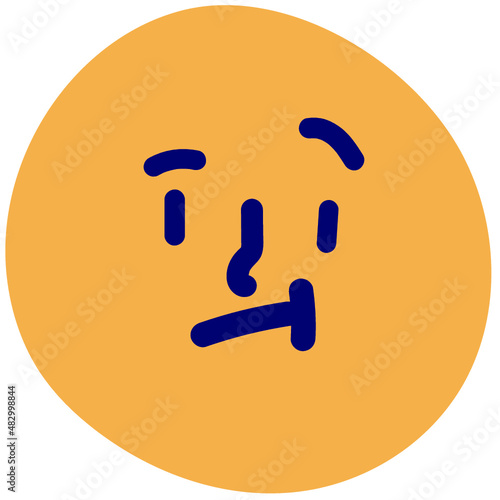 Face with raised eyebrow vector illustration in flat color design