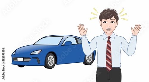 車とネクタイをした男性