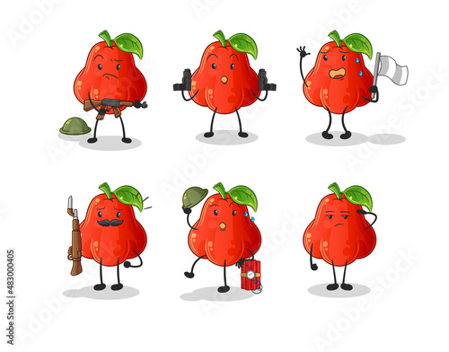 water apple troops character. cartoon mascot vector