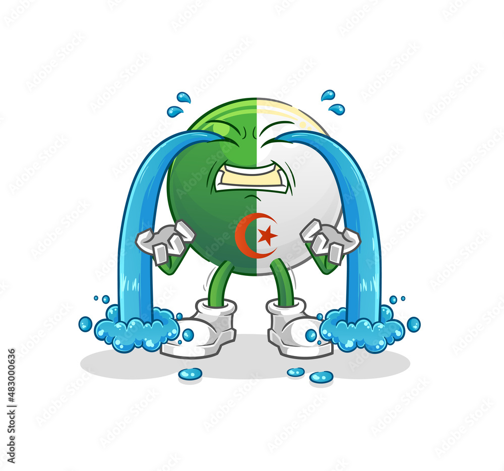 algerian flag crying illustration. character vector algerian flag crying illustration. character vector