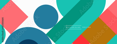 Minimal geometric abstract background. Circle square and triangle design. Trendy techno business template for wallpaper, banner, background or landing