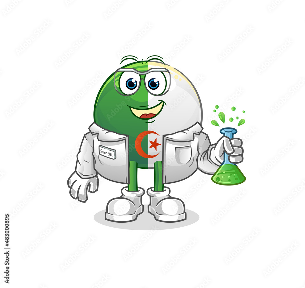 algerian flag scientist character. cartoon mascot vector algerian flag scientist character. cartoon mascot vector