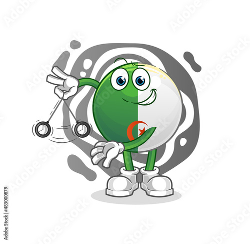 algerian flag hypnotizing cartoon. cartoon mascot vector