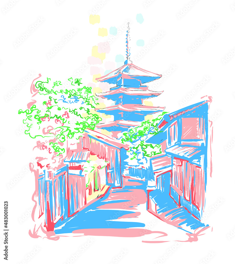 Naklejka premium 京都五重塔 The Five-Storied Pagoda