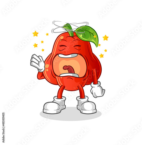 water apple yawn character. cartoon mascot vector