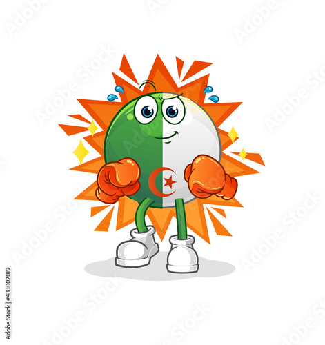 algerian flag boxer character. cartoon mascot vector