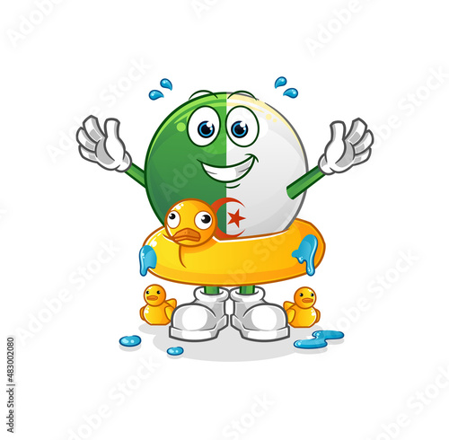 algerian flag with duck buoy cartoon. cartoon mascot vector