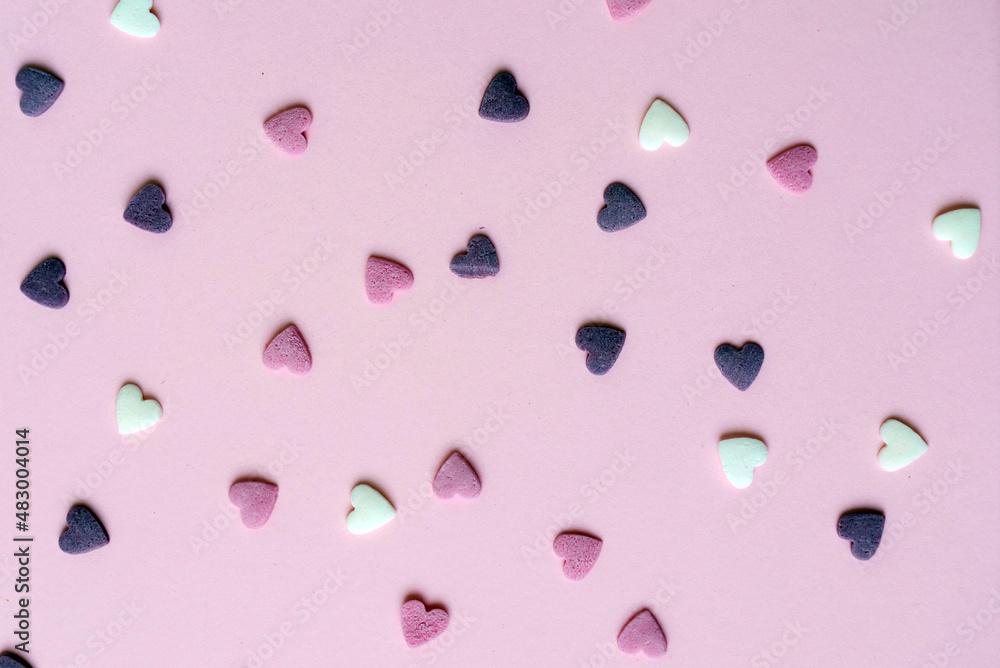 sugar hearts on pink background sugar hearts on pink background