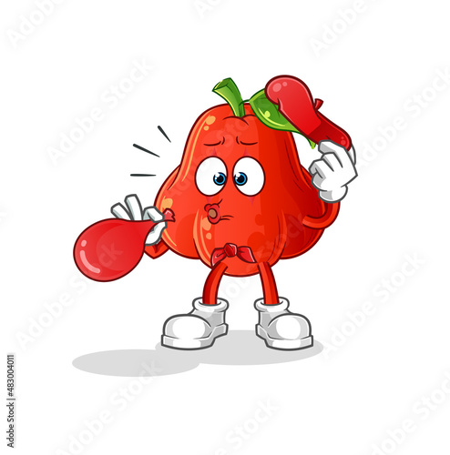 water apple pantomime blowing balloon. cartoon mascot vector