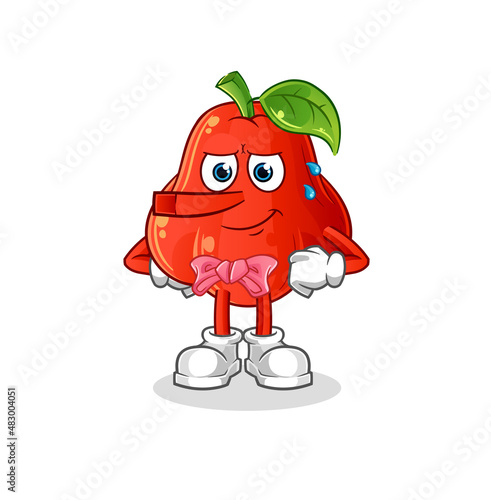 water apple lie like Pinocchio character. cartoon mascot vector