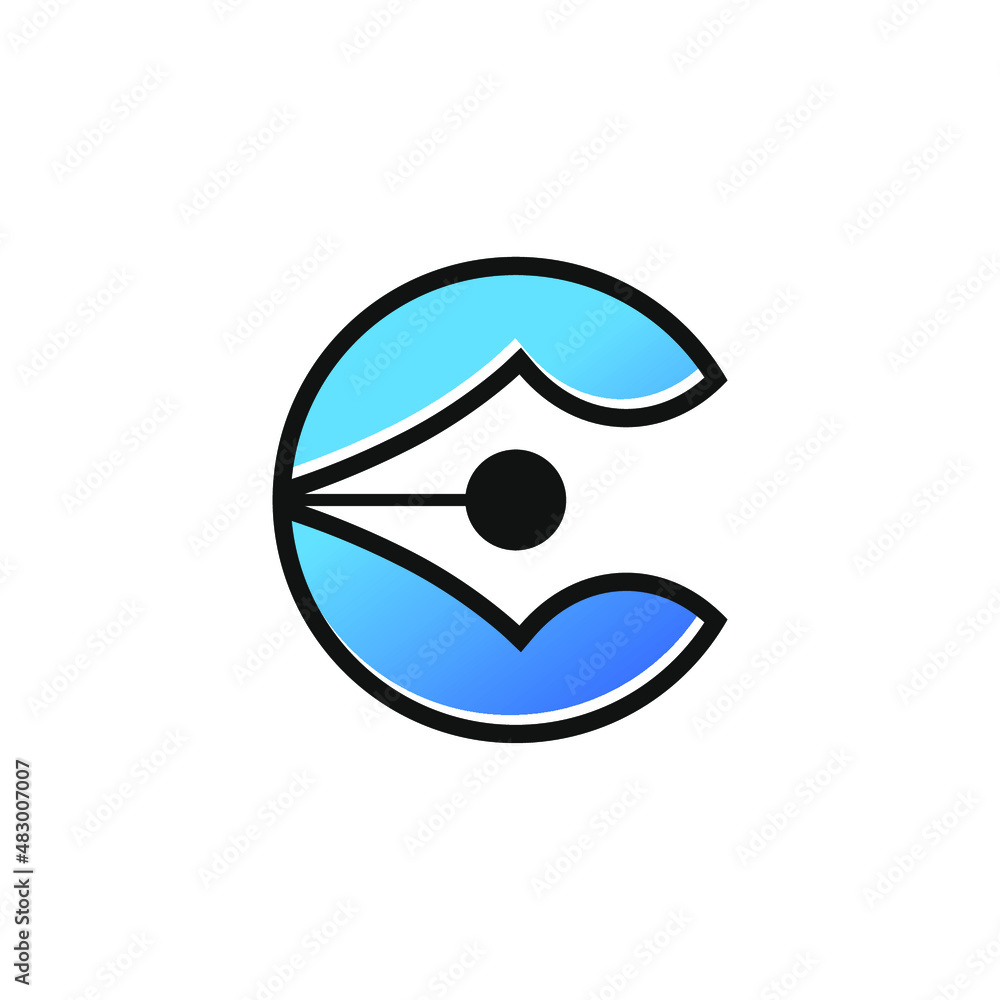 Letter C Pen Logo Design Template Inspiration, Vector Illustration.