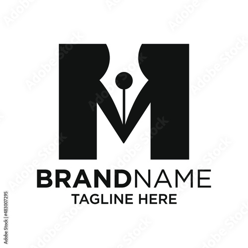 Letter M Pen Logo Design Template Inspiration, Vector Illustration.