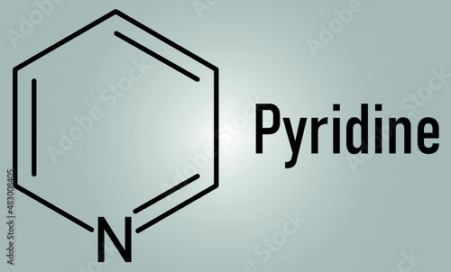 Pyridine chemical solvent and reagent molecule. Skeletal formula.