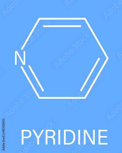 Pyridine chemical solvent and reagent molecule. Skeletal formula.