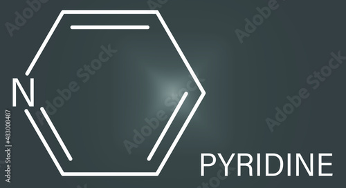 Pyridine chemical solvent and reagent molecule. Skeletal formula.