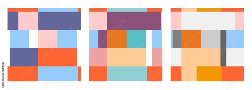 Set of abstract geometric patterns in bright colors Set of abstract geometric patterns in bright colors