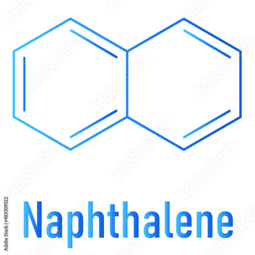 Naphthalene aromatic hydrocarbon molecule. Used as mothball ingredient. Skeletal formula.
