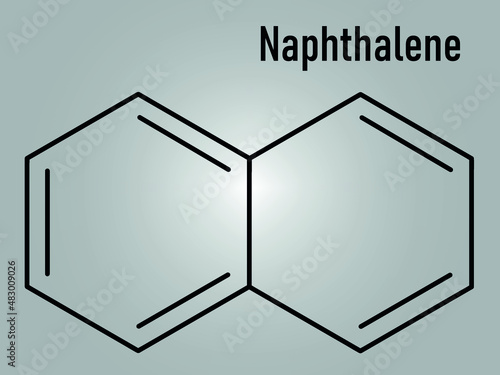 Naphthalene aromatic hydrocarbon molecule. Used as mothball ingredient. Skeletal formula.