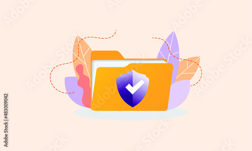 Validation process secure confidential files folder, cyber security safe, private lock,  Information privacy, Internet and technology.