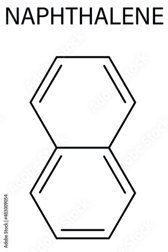 Naphthalene aromatic hydrocarbon molecule. Used as mothball ingredient. Skeletal formula.