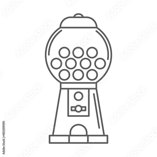 Gumball machine line icon. Retro vending dispenser for candies and bubblegums. Sweets slot vector illustration isolated on white background