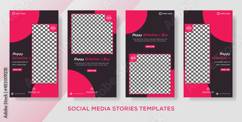 Set of valentines sale Social Media Banner Template Collection for cake menu food premium vector
