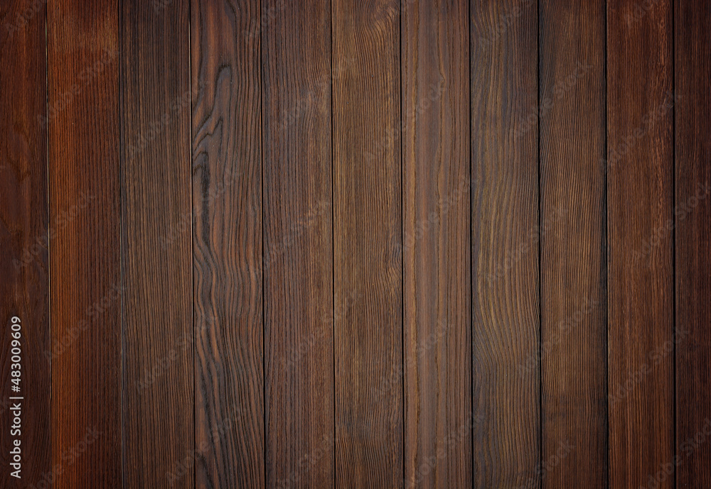Naklejka premium Dark brown wood texture. Wooden panels. Copy space for text