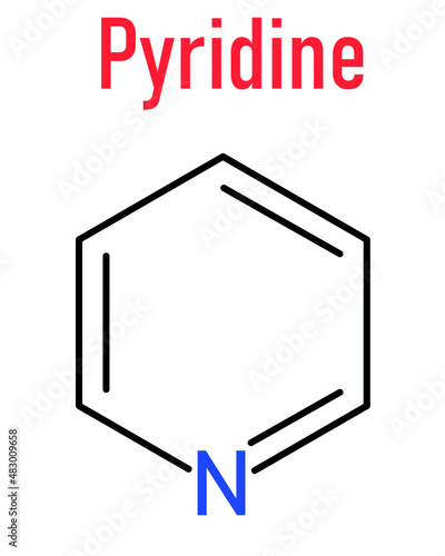 Pyridine chemical solvent and reagent molecule. Skeletal formula.