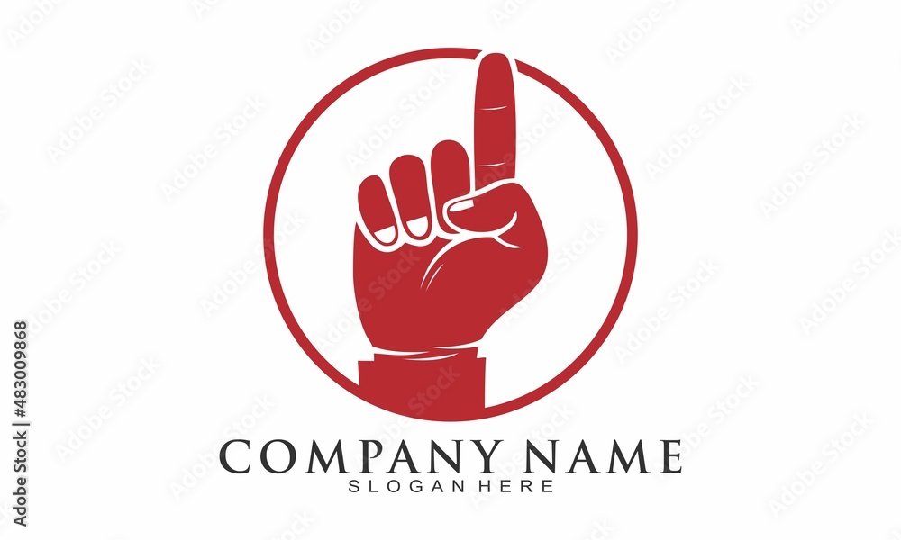 Fototapeta premium Red finger pointing vector logo