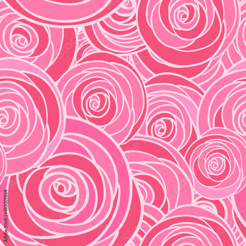 Seamless pattern with flowers roses, vector floral illustration in vintage style