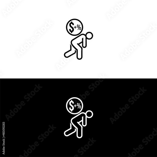 People with debt icon isolated on white background
