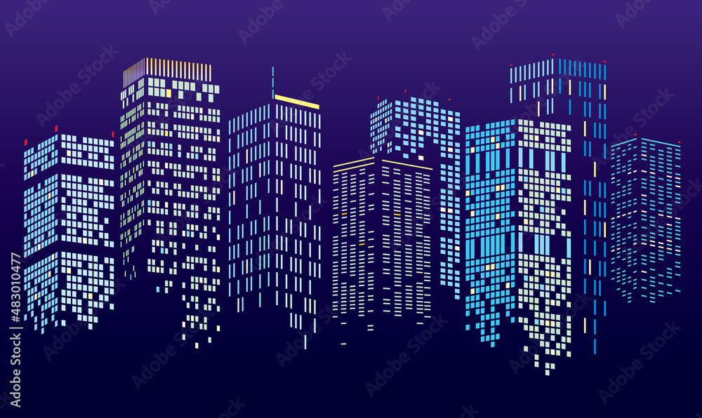 Abstract night City Building Scene, vector illustration Stock Vector ...