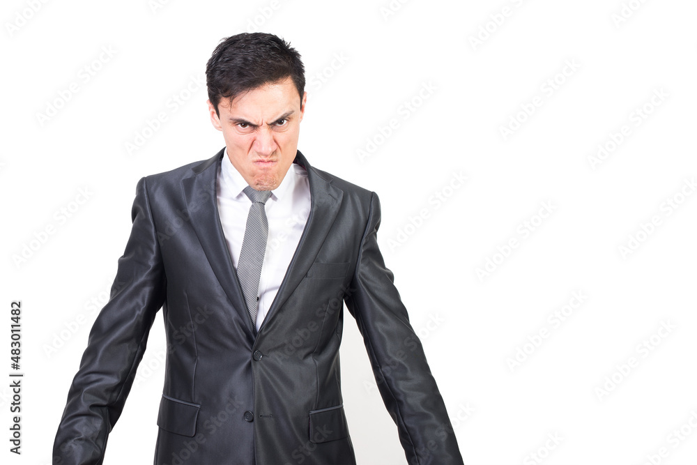 Angry man in elegant suit showing negative reaction Angry man in elegant suit showing negative reaction