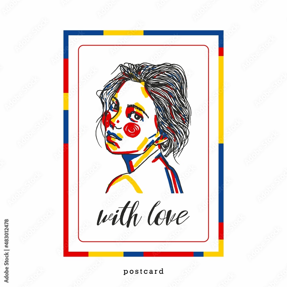 Abstract female portrait. a postcard, a poster with a feminine girl with white skin. Fashionable illustration. Abstract female portrait. a postcard, a poster with a feminine girl with white skin. Fashionable illustration.