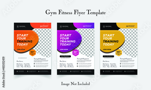 Athlete bodybuilding Training Clubber GYM / Fitness and Exercise Poster A4 Size Vector Flyer layout template with grunge shapes for sport events.