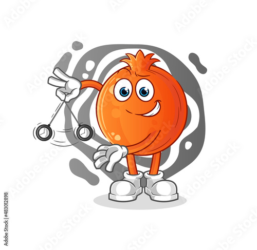 pomegranate hypnotizing cartoon. cartoon mascot vector