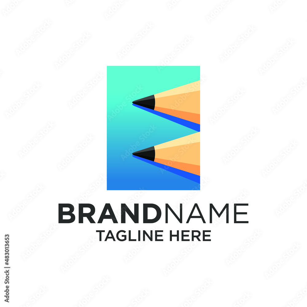 Letter E Pencil Logo Design Template Inspiration, Vector Illustration. Letter E Pencil Logo Design Template Inspiration, Vector Illustration.