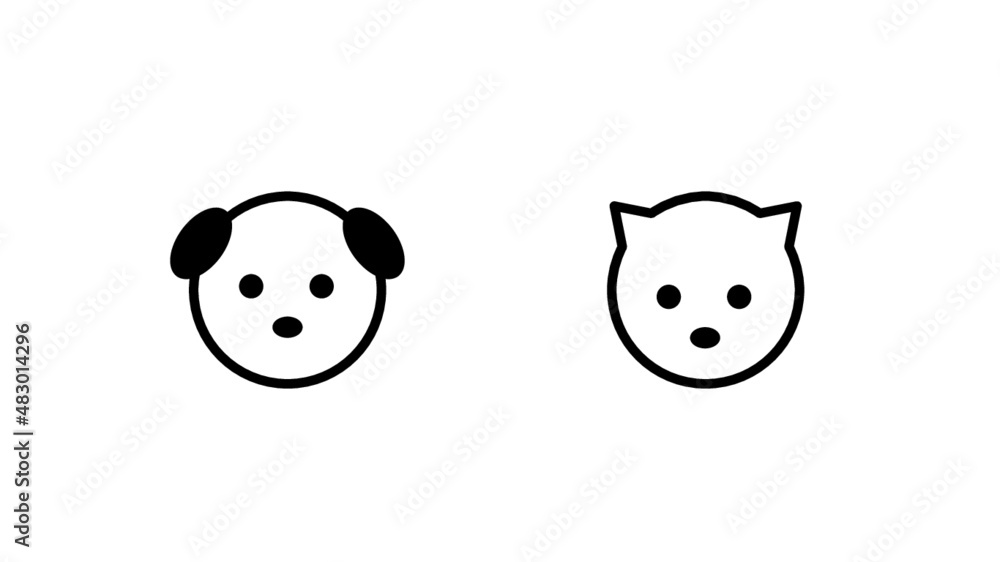 犬 猫 Dog Cat アイコン ベクター イラスト 色変更可能 Illustration 動物 動物病院 ペット 愛犬 愛猫 ワンちゃん ネコちゃん にゃー Stock Vector Adobe Stock