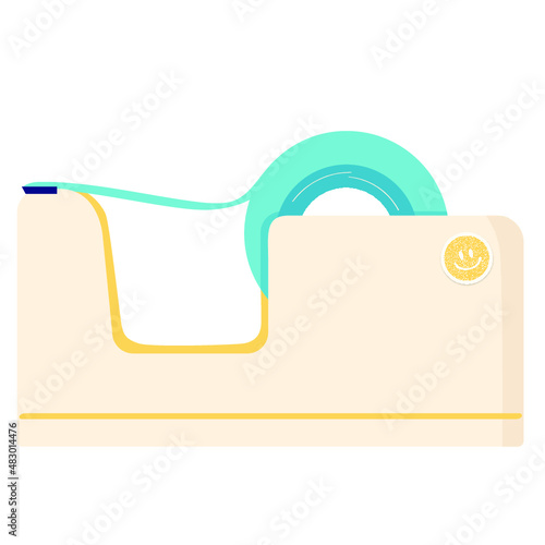 Tape dispenser vector illustration in flat color design