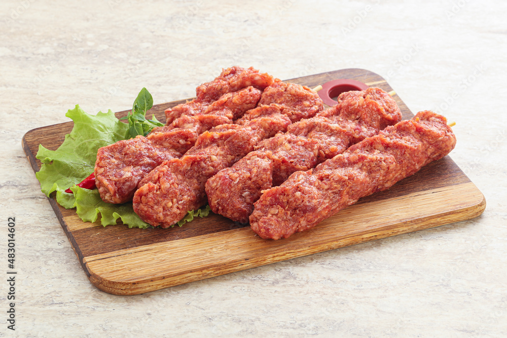 Raw beef kebab minced meat