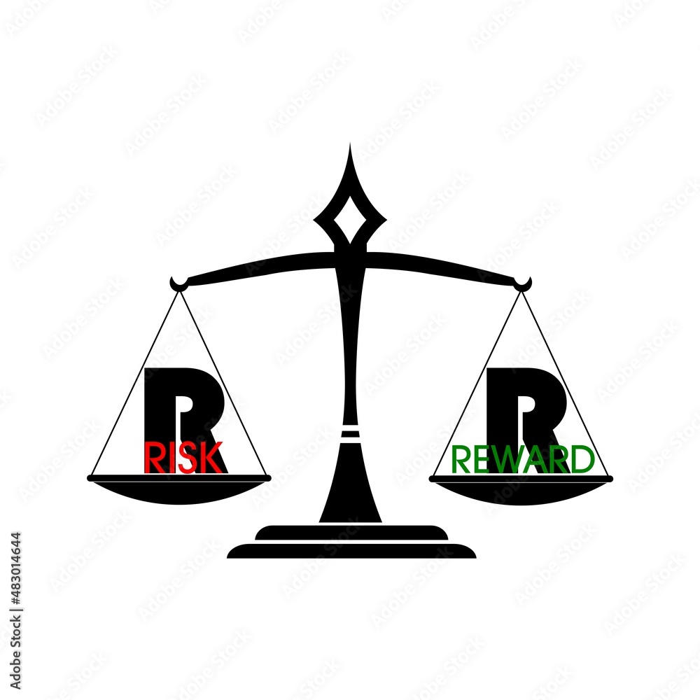 Weighting the risk and reward icon isolated on white background Weighting the risk and reward icon isolated on white background