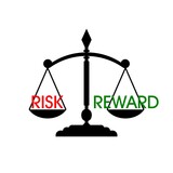 Weighting the risk and reward icon isolated on white background