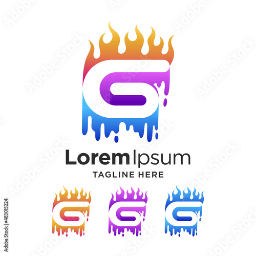 Letter G with Water and Fire Design