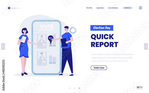 Vote survey quick report concept on landing page design